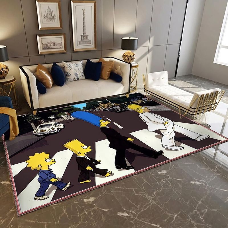 The Simpsons Crossing Abbey Road Beatles Style Comic Carpet Area Rug