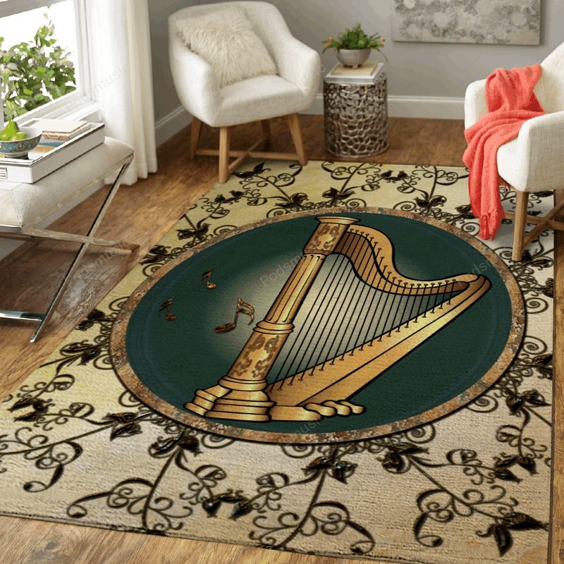 Wonderful Harp Music Art Carpet Area Rug