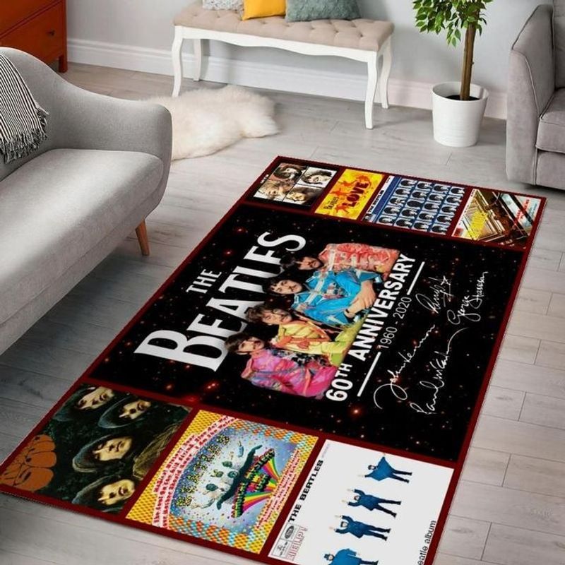 The Beatles 60th Anniversary 1960 2020 signatures of members Carpet Area Rug