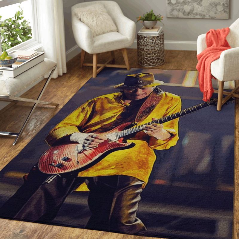 Carlos Santana On Stage Music Artist Art Carpet Area Rug