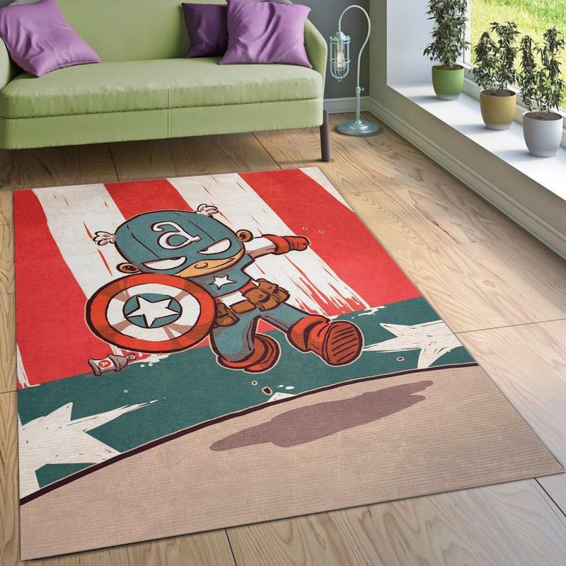 Cartoon Captain America Carpet Area Rug
