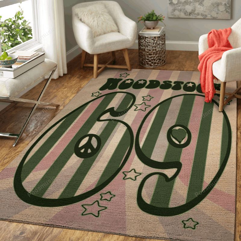 Woodstock 69 Green Music Art Carpet Area Rug
