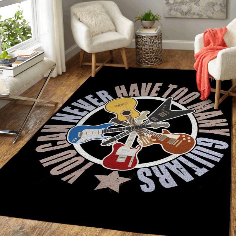 Too Many Guitars Funny Music Art Carpet Area Rug