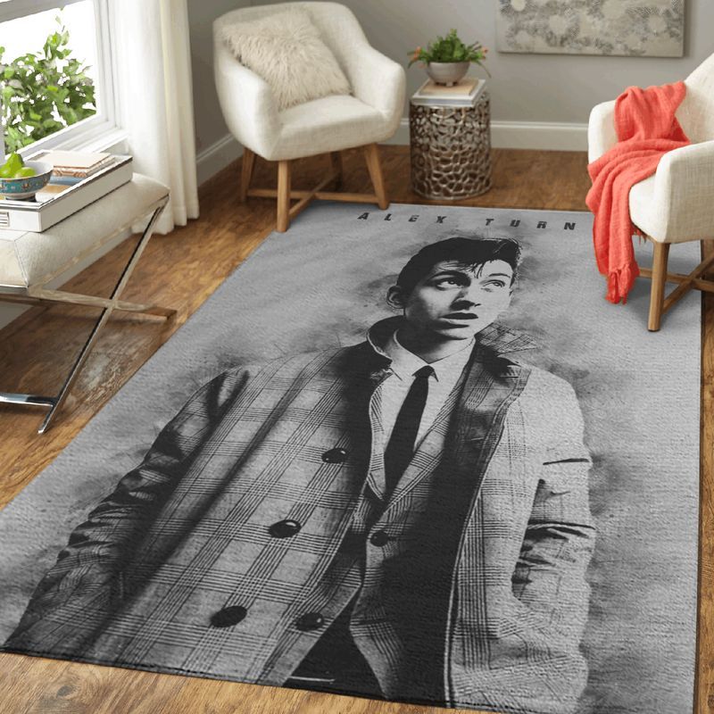 Alex Turner Music Monochrome Art Carpet Area Rug