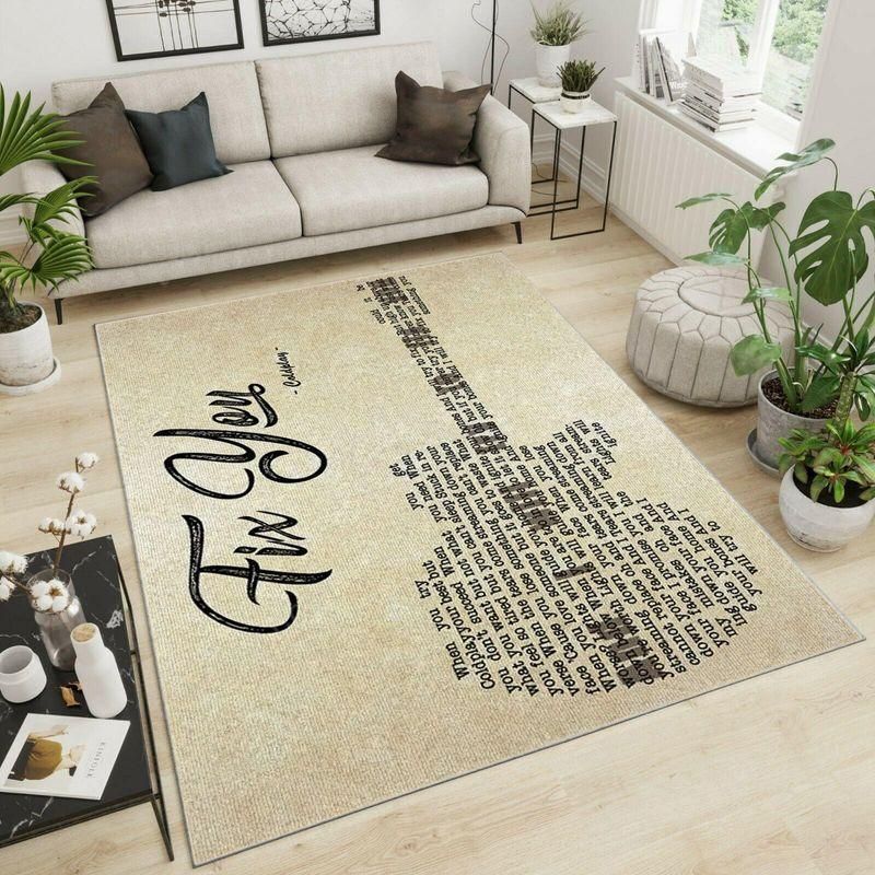Coldplay Fix you Lyrics Guitar Typography Carpet Area Rug