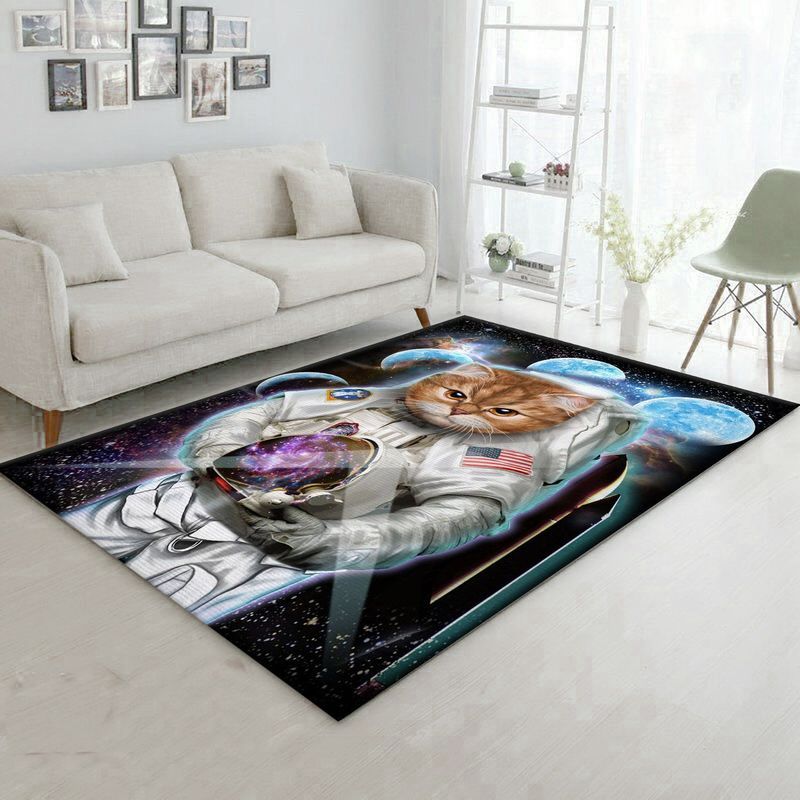 Astronaut Cat Explore Moon Carpet Area Rug