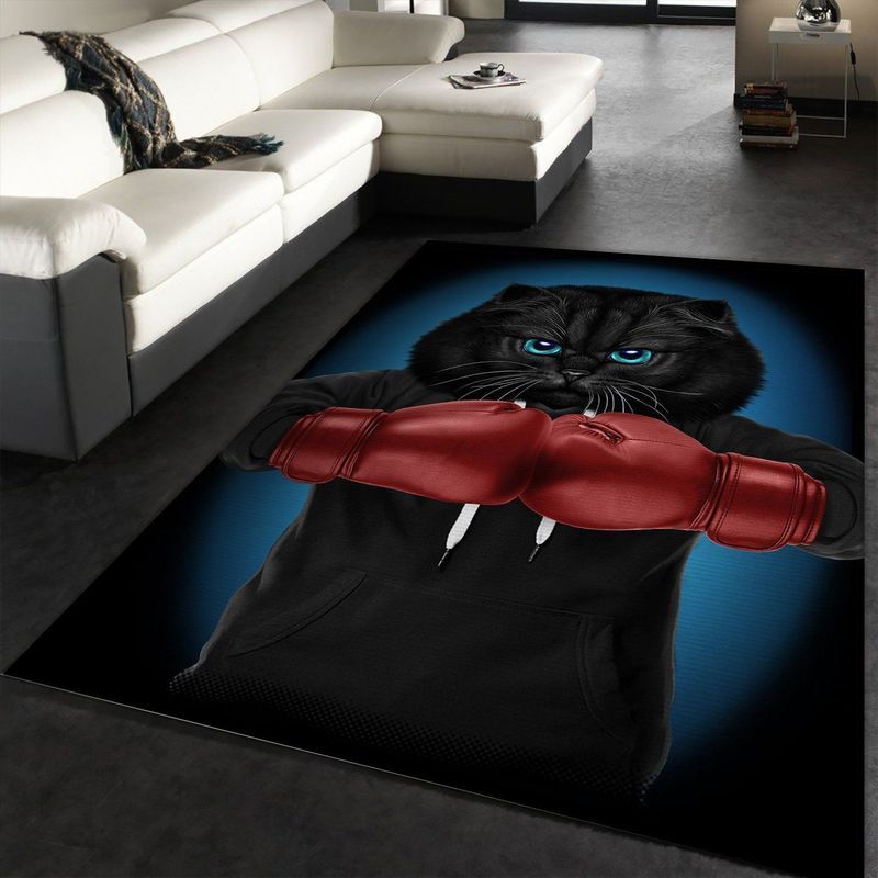 Boxer Cat Boxing Champion Carpet Area Rug