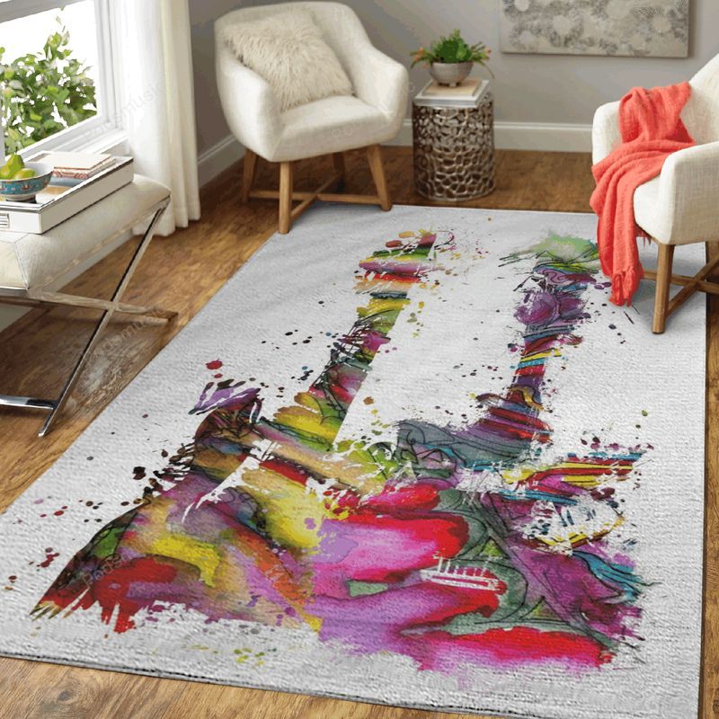 Two Funky Guitars Music Art Carpet Area Rug