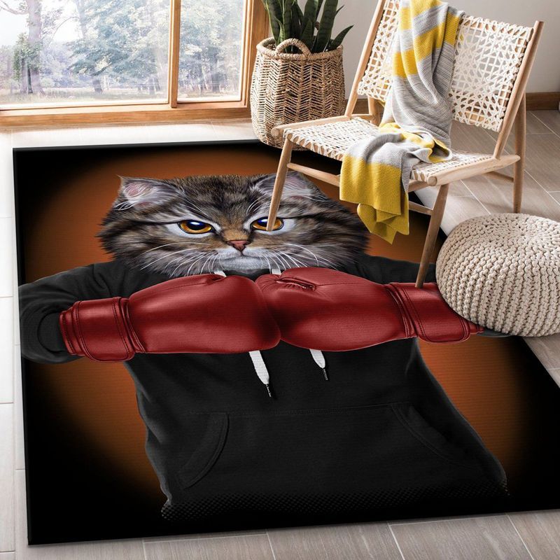 Boxer Cat Boxing Champion VI Carpet Area Rug