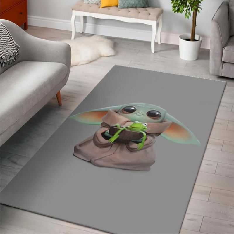 Stars War Baby Yoda Hug Kermit Frog Carpet Area Rug
