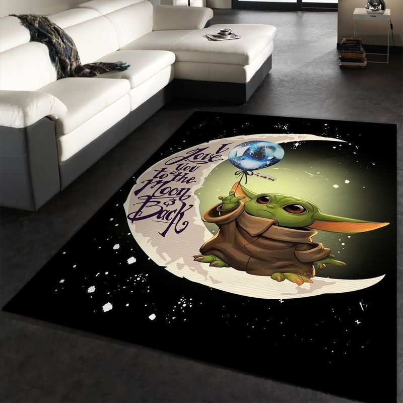 Baby Yoda Moon And Back Carpet Area Rug