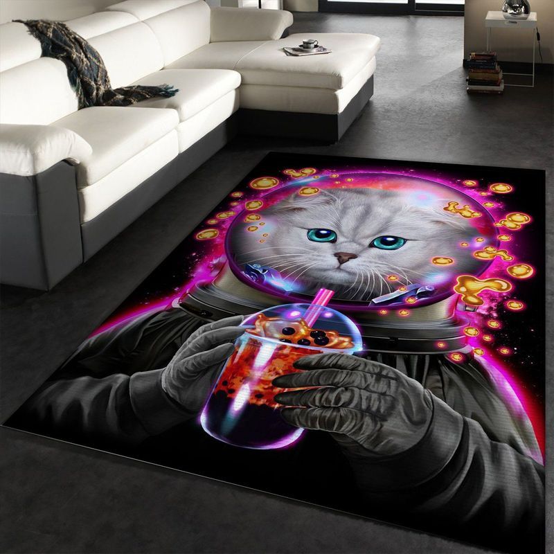 Astronaut Cat Bubble Tea II Carpet Area Rug