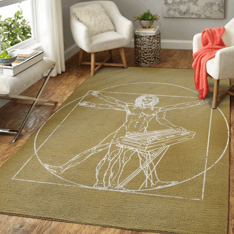 Vitruvian Man Keyboard Music Art Carpet Area Rug