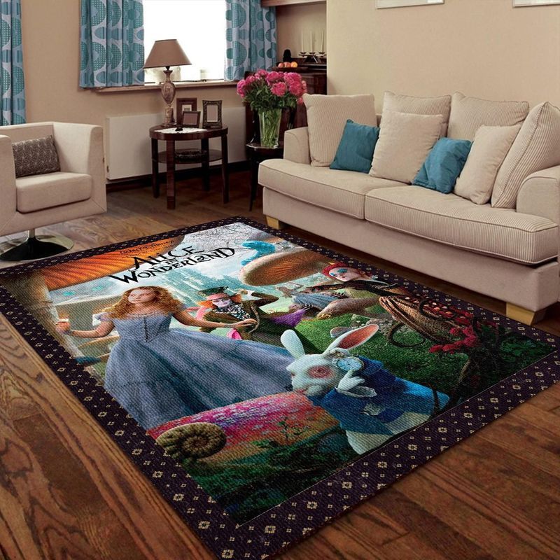 Alice In The Wonderland Poster Disney Mad Hatter Colorful Carpet Area Rug