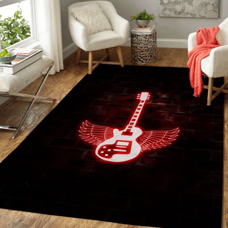 Winged Electric Guitar Music Art Carpet Area Rug