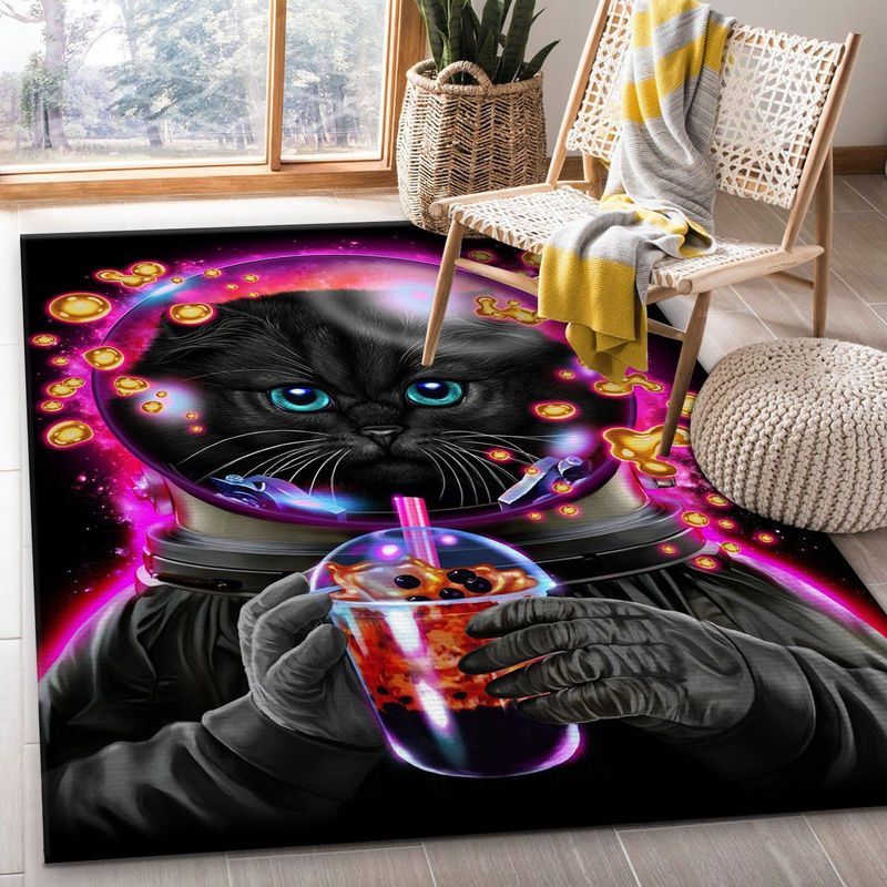 Astronaut Cat Bubble Tea III Carpet Area Rug