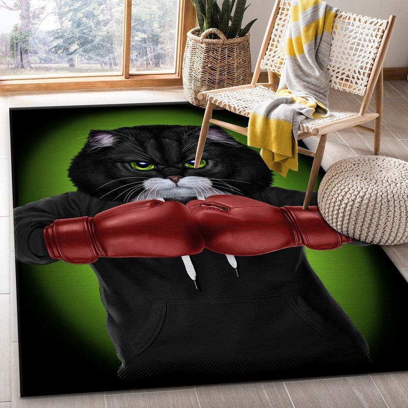Boxer Cat Boxing Champion VII Carpet Area Rug
