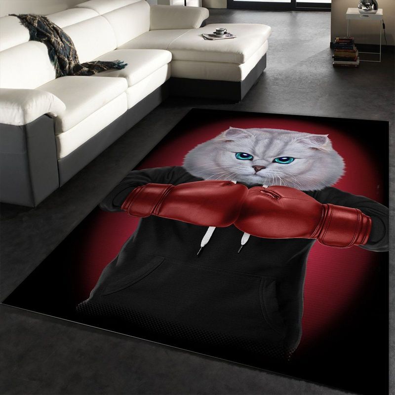 Boxer Cat Boxing Champion II Carpet Area Rug