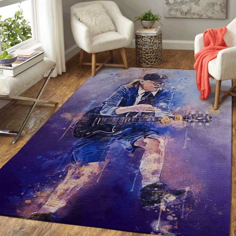 Angus Mckinnon Young Ac Dc Band Art Carpet Area Rug