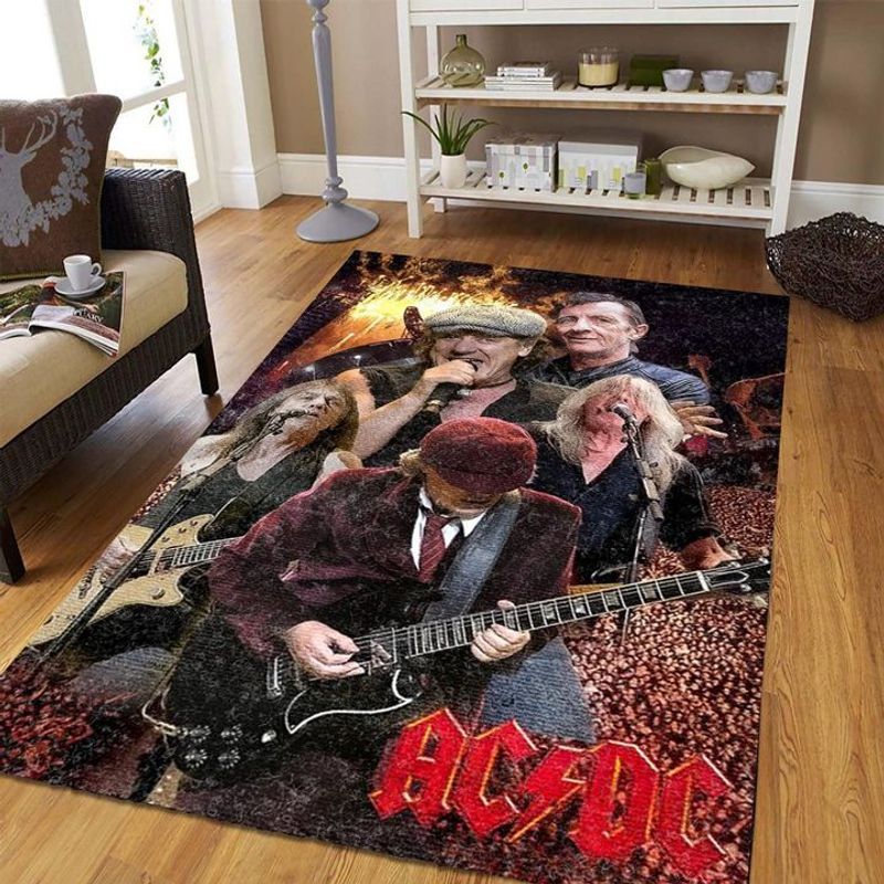 AC DC Legend Rock Band Music Member Nowadays Performing Carpet Area Rug