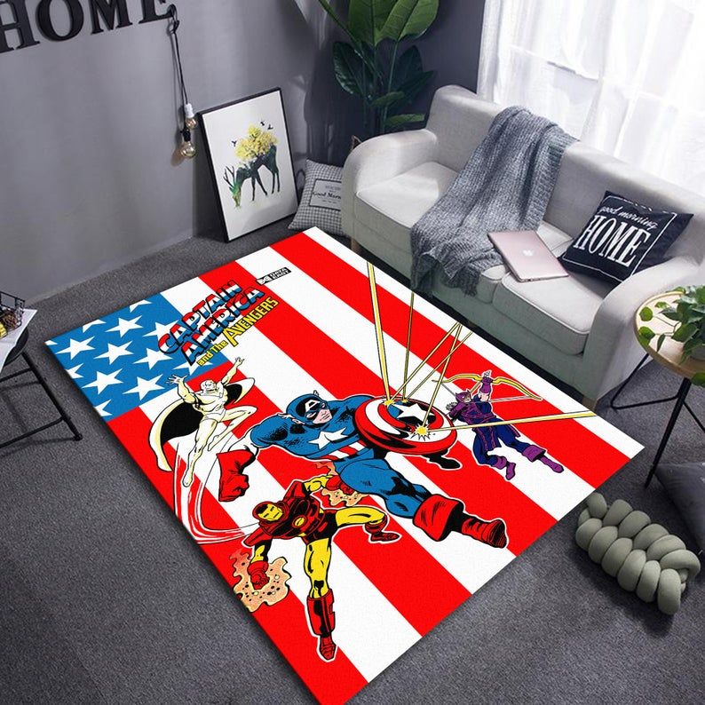 Captain America and The Avengers Retro Gaming Carpet Area Rug
