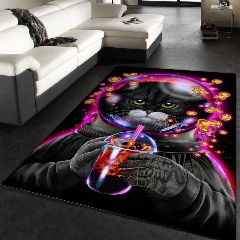 Astronaut Cat Bubble Tea Carpet Area Rug