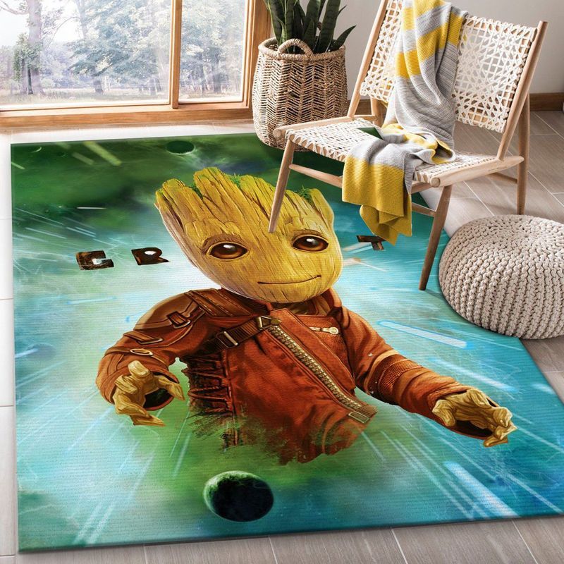Baby Groot In Space Carpet Area Rug