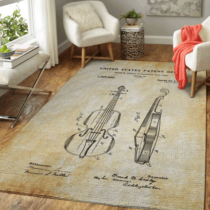 Violin Patent Music Patent Prints Art Carpet Area Rug
