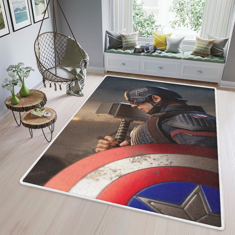 Captain America With Hammer MarvelMarvel Carpet Area Rug