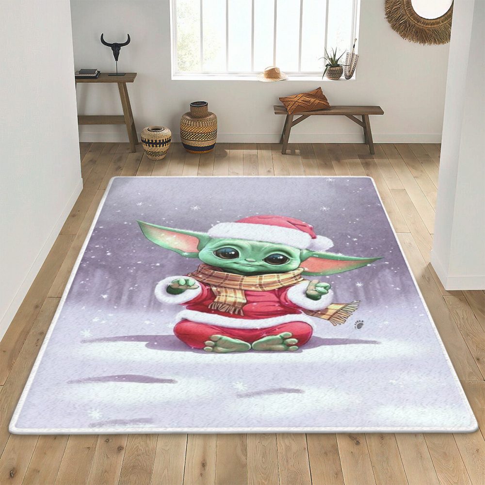 Baby Yoda Santa Claus Christmas Carpet Area Rug