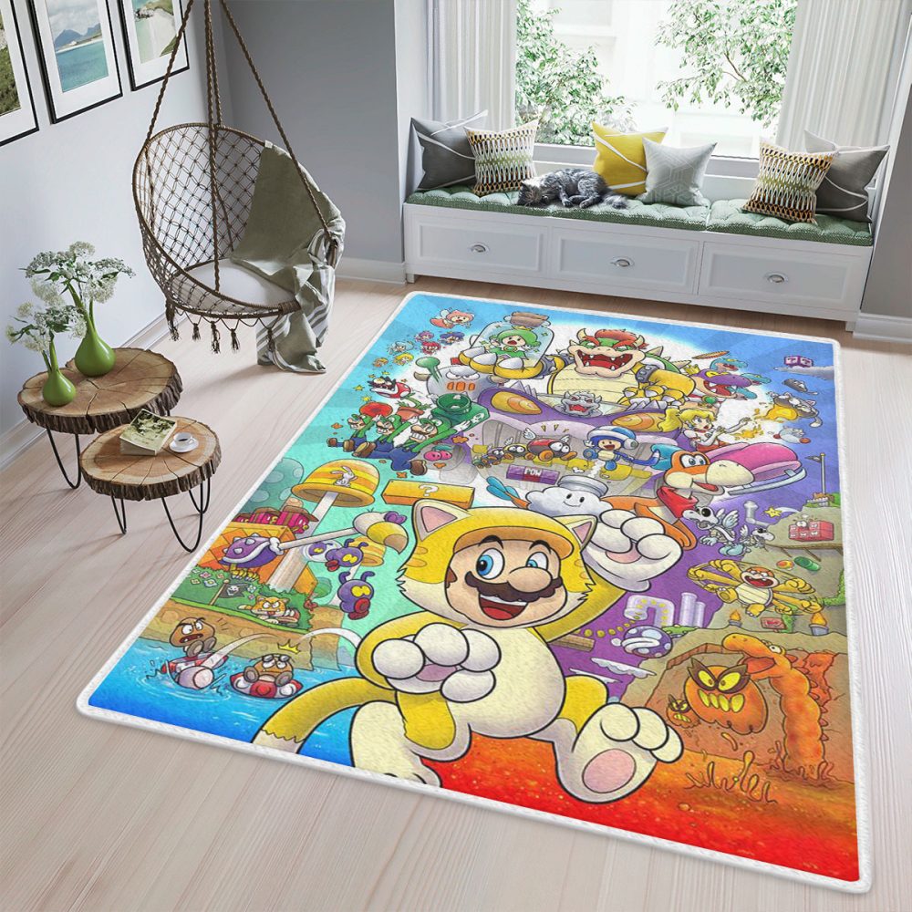 Super Mario 3d World Art Games Fan Gift Carpet Area Rug