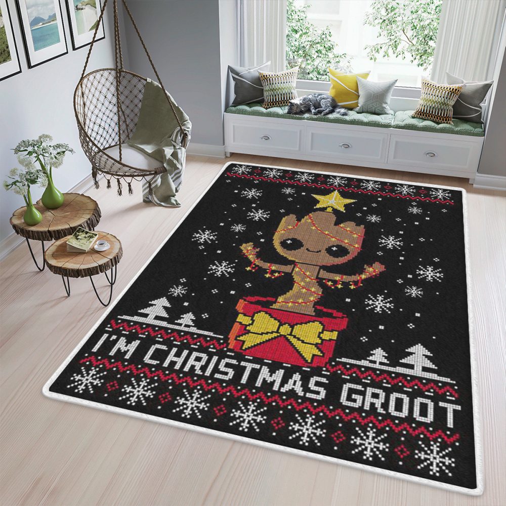 Baby Groot Fan Gift Marvel Comics Groot Christmas Carpet Area Rug