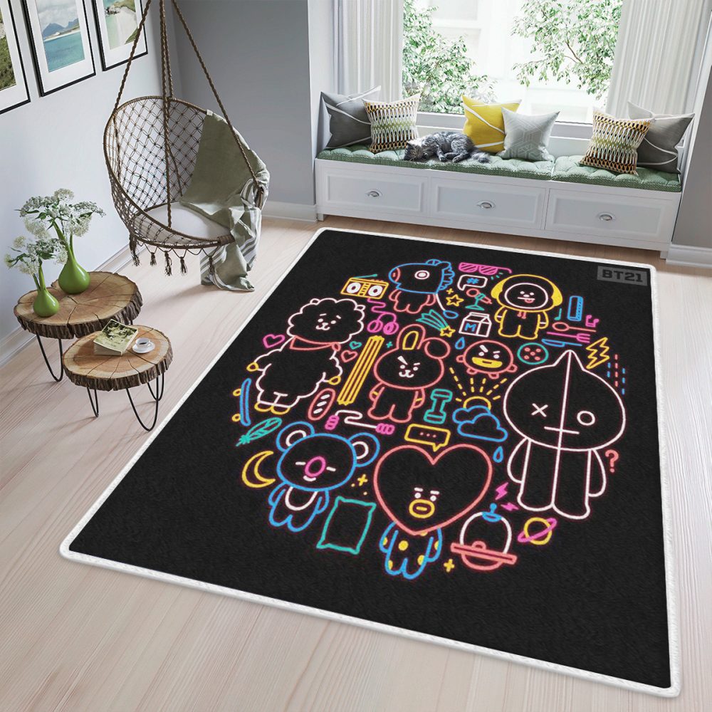 BTS BT21 Bangtan Army Gift Fan Carpet Area Rug