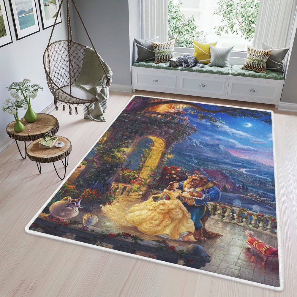 Beauty And The Beast Disney Cartoon Gift Lover Carpet Area Rug