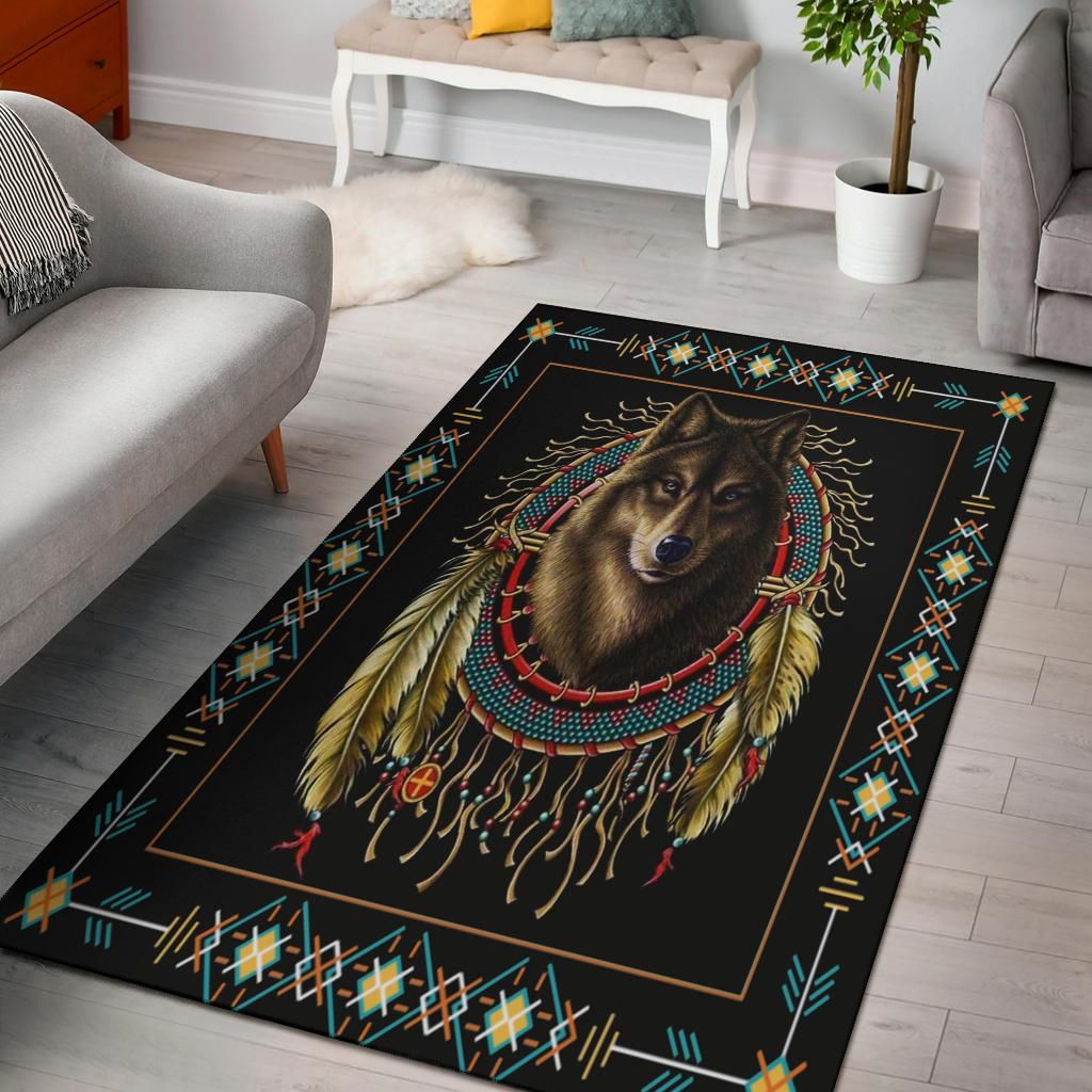 Wolf Warrior Dreamcatcher Native Carpet Area Rug