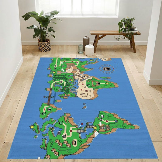 Super Mario World Map Carpet Area Rug