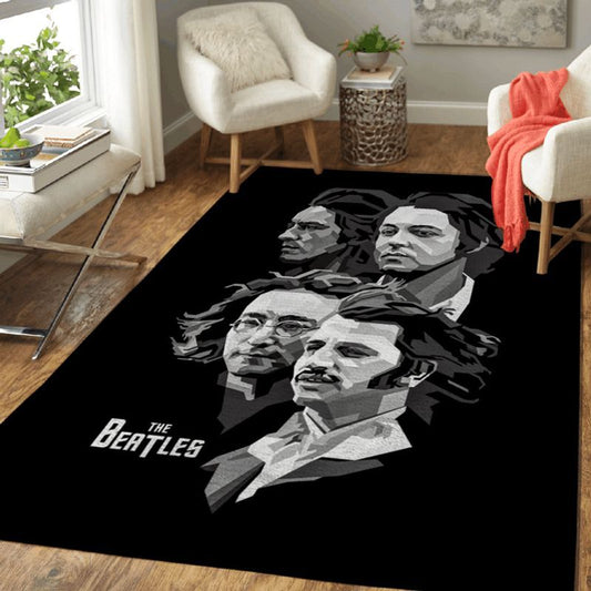 The Beatles Band Members Black and White Carpet Area Rug