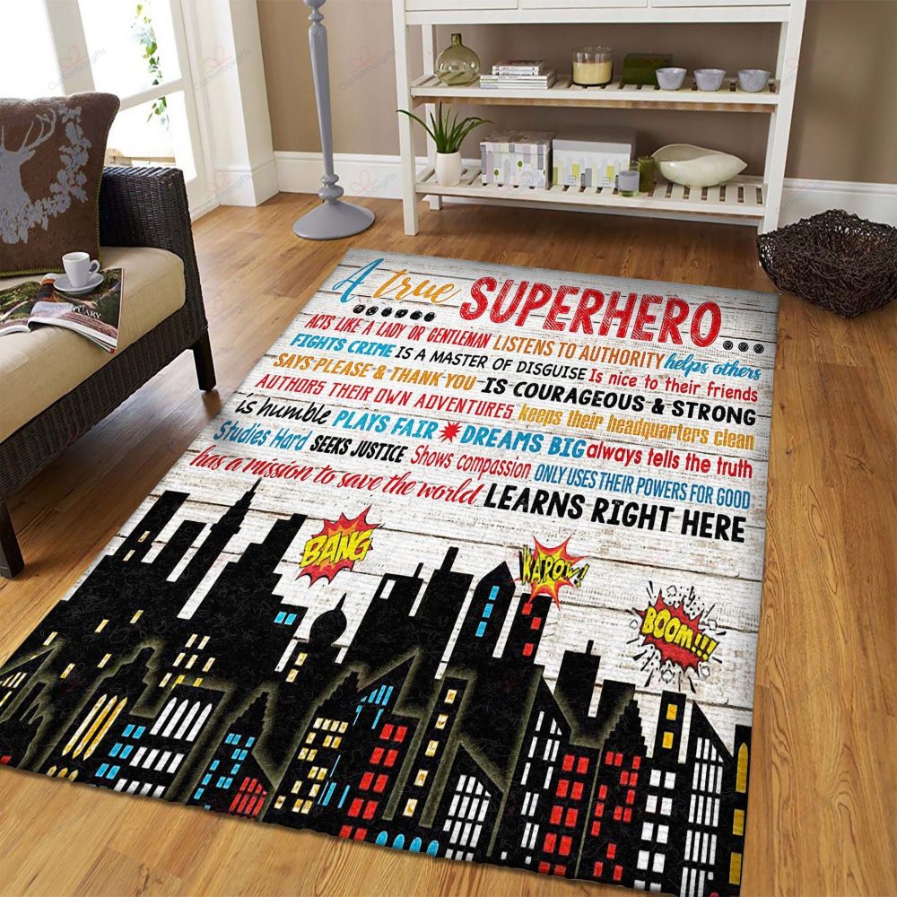 Teacher A True Super Hero Carpet Area Rug