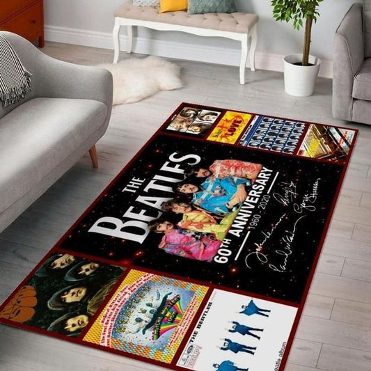 The Beatles 60th Anniversary 1960 2020 signatures of members Carpet Area Rug