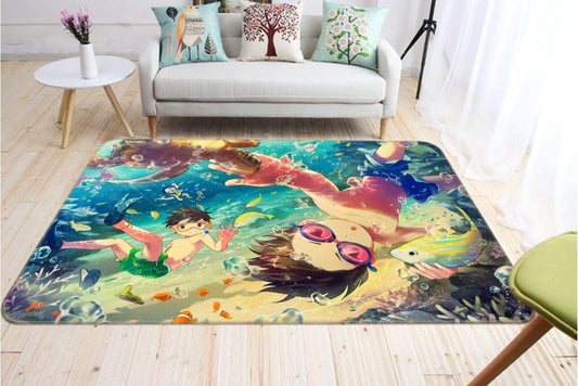 Boy Swimming Anime 1 Carpet Area Rug