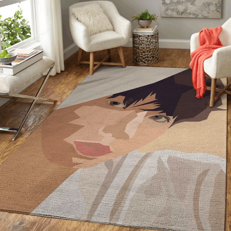 White Jungkook BTS Music Art Carpet Area Rug