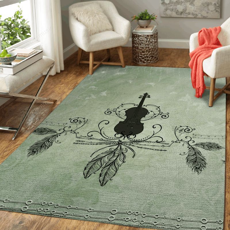 Violin With Feathers Music Art Carpet Area Rug