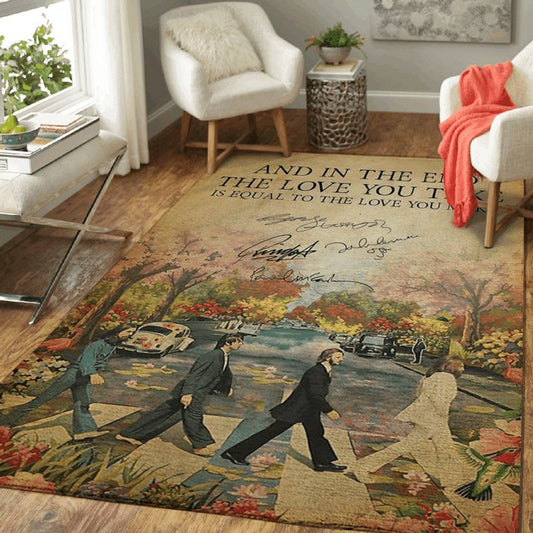 The Beatles 60th anniversary of Abbey Road Flower And in the End the Love you take Carpet Area Rug
