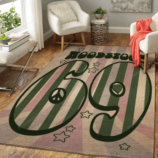 Woodstock 69 Green Music Art Carpet Area Rug
