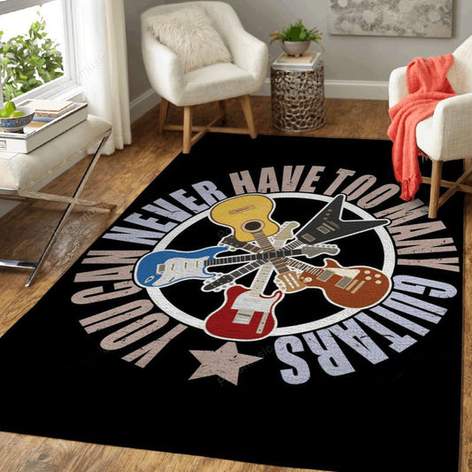Too Many Guitars Funny Music Art Carpet Area Rug