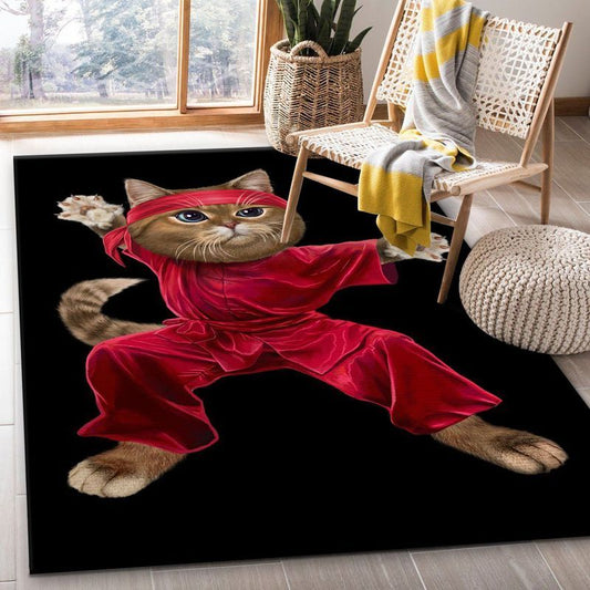 Chinese Legend Kungfu Cat Carpet Area Rug