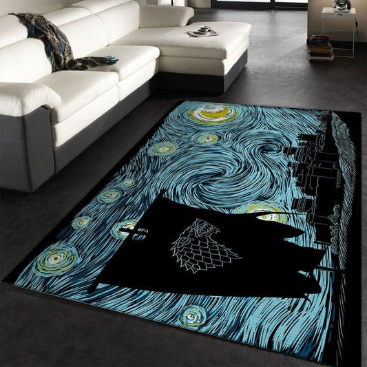 Van Gogh Starry Night Game of Thrones Direwolf Carpet Area Rug