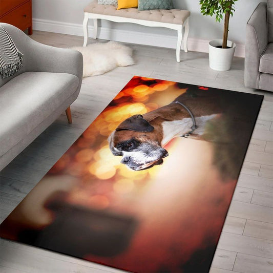Boxer Dog Pets Brownish Carpet Area Rug