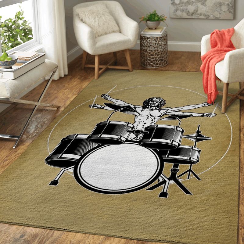 Vitruvian Drummer Music Art Carpet Area Rug