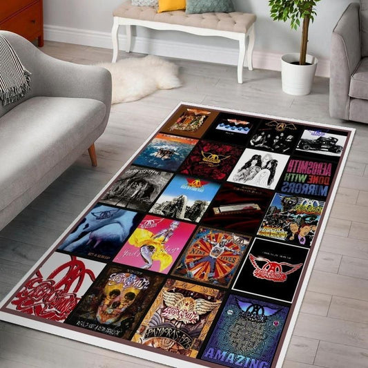 Aerosmith Albums Living Room Music Band Carpet Area Rug